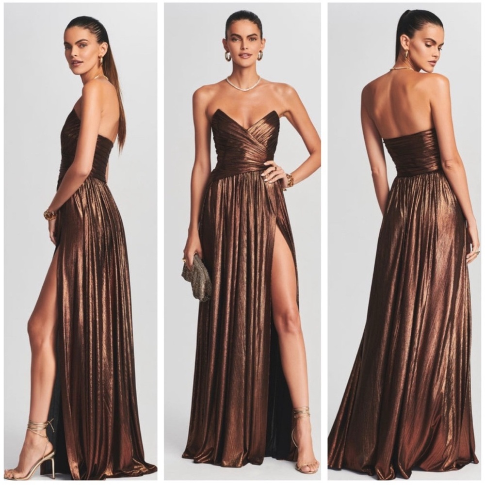 RetroFête Waldorf Metallic Brown Dress
